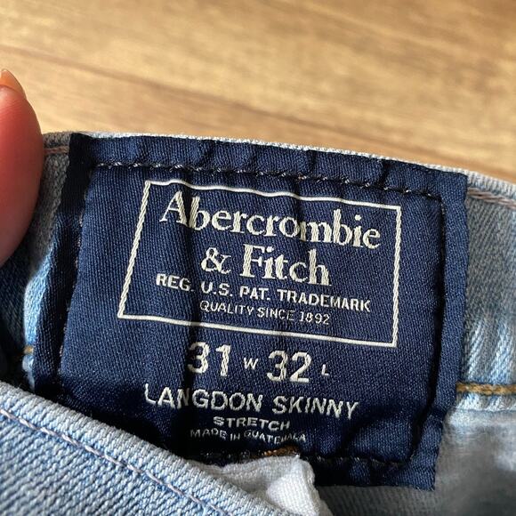 Abercrombie & Fitch Langdon Skinny Jeans Men's 31x32 Light Wash - Picture 4 of 5